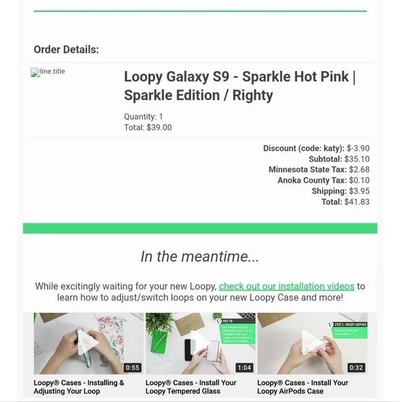 Loopy Case Pink Sparkle Phone Cover Galaxy S9 - Picture 5 of 5